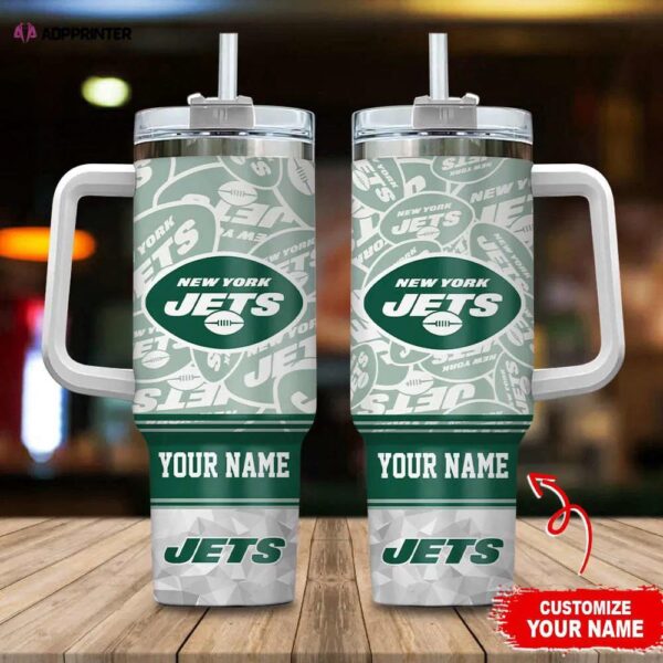 Custom Name New York Jets NFL Tumbler 40Oz Handle
