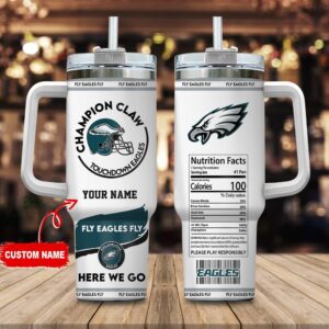 Custom Name Philadelphia Eagles NFL Stainless Steel Tumbler 40Oz With Handle