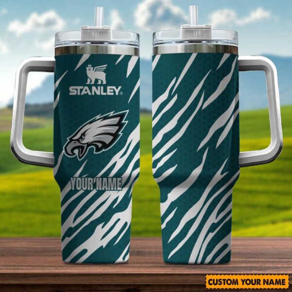 Custom Name Philadelphia Eagles NFL Team Stainless Steel Tumbler 40Oz With Handle