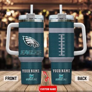 Custom Name Philadelphia Eagles Stainless Steel Tumbler 40Oz Handle For Fans