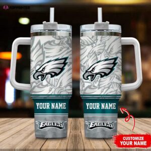 Custom Name Philadelphia Eagles Tumbler 40Oz Handle