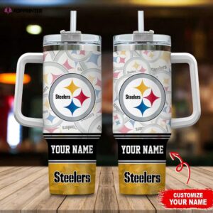 Custom Name Pittsburgh Steelers Tumbler 40Oz Handle