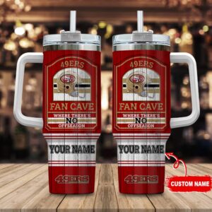 Custom Name San Francisco 49Ers NFL Fan Cave Stainless Steel Tumbler 40Oz With Handle