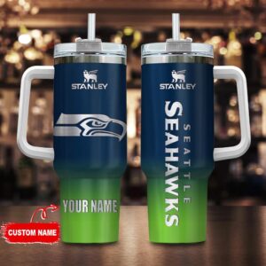 Custom Name Seattle Seahawks NFL Football Stainless Steel Tumbler 40Oz