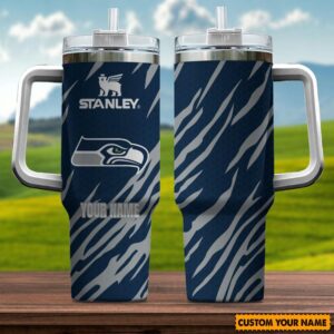Custom Name Seattle Seahawks NFL Team Stainless Steel Tumbler 40Oz With Handle