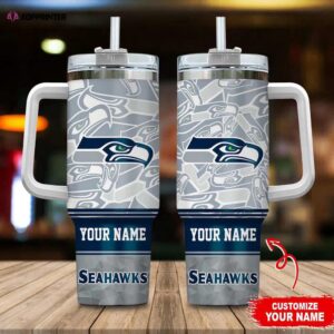 Custom Name Seattle Seahawks Tumbler 40Oz Handle