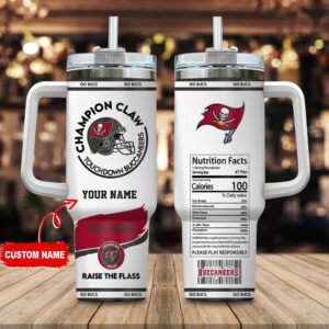 Custom Name Tampa Bay Buccaneers NFL Stainless Steel Tumbler 40Oz With Handle