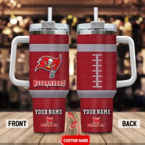 Custom Name Tampa Bay Buccaneers Stainless Steel Tumbler 40Oz Handle For Fans