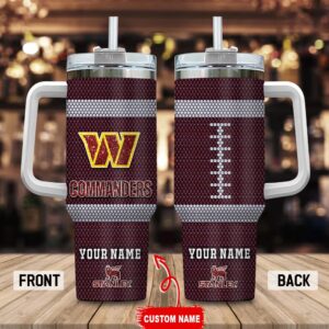 Custom Name Washington Commanders Stainless Steel Tumbler 40Oz Handle For Fans