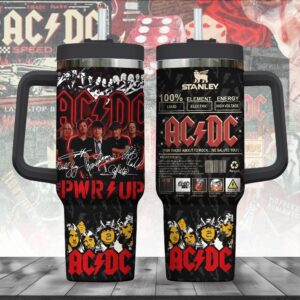 ACDC Music Pattern Tumbler 40Oz Handle For Fans