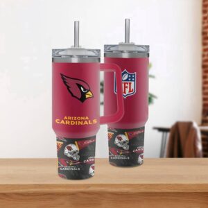Arizona Cardinals Team Logo Tumbler 40OZ With Handle For Fans