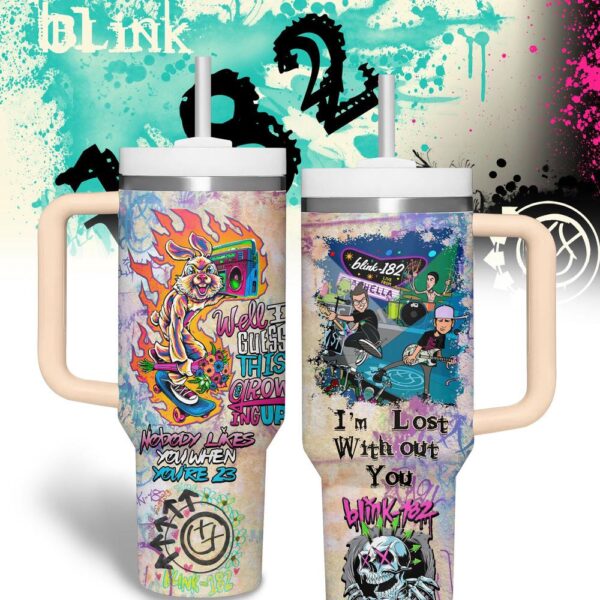 Blink-182 Music Pattern Tumbler 40Oz Handle For Fans