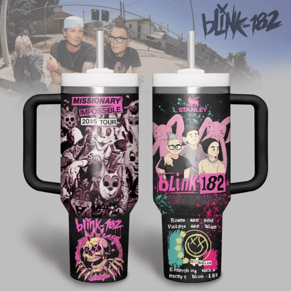 Blink-182 Music Tumbler 40Oz Handle For Fans