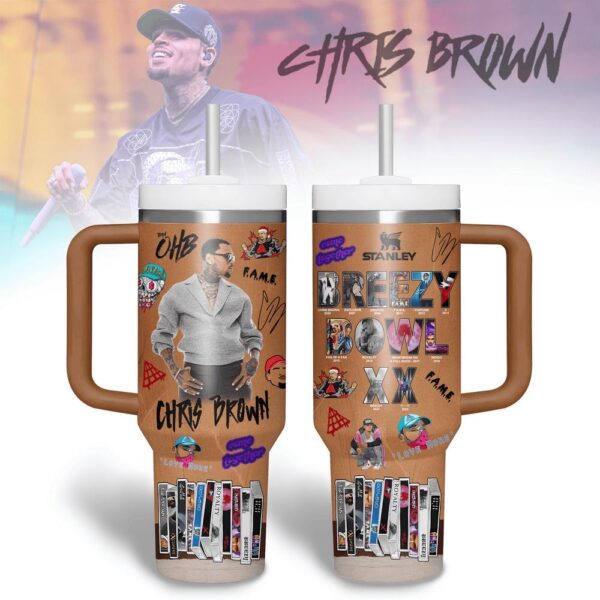 Chris Brown Music Tumbler 40Oz Handle For Fans