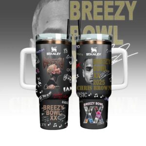 Chris Brown Tour 2025 Music Tumbler 40Oz Handle For Fans