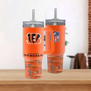 Cincinnati Bengals Team Logo Tumbler 40OZ With Handle For Fans