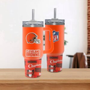 Cleveland Browns Team Logo Tumbler 40OZ With Handle For Fans
