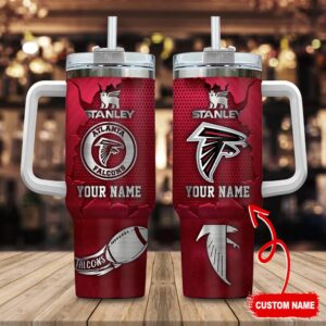 Custom Name Atlanta Falcons NFL Metal Style Stainless Steel Tumbler 40Oz