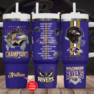 Custom Name Baltimore Ravens Nfl Tumbler 40Oz