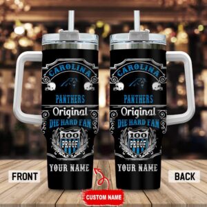 Custom Name Carolina Panthers NFL Original Diehard Fan Stainless Steel Tumbler 40Oz With Handle