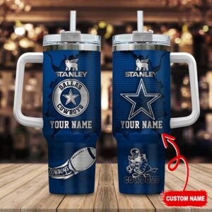 Custom Name Dallas Cowboys NFL Metal Style Stainless Steel Tumbler 40Oz