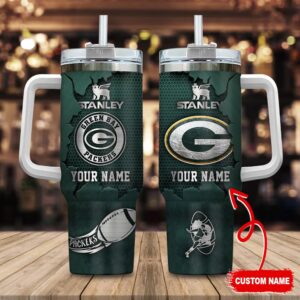 Custom Name Green Bay Packers NFL Metal Style Stainless Steel Tumbler 40Oz