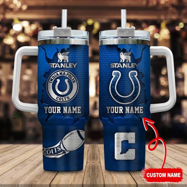 Custom Name Indianapolis Colts NFL Metal Style Stainless Steel Tumbler 40Oz
