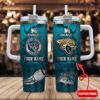 Custom Name Jacksonville Jaguars NFL Metal Style Stainless Steel Tumbler 40Oz