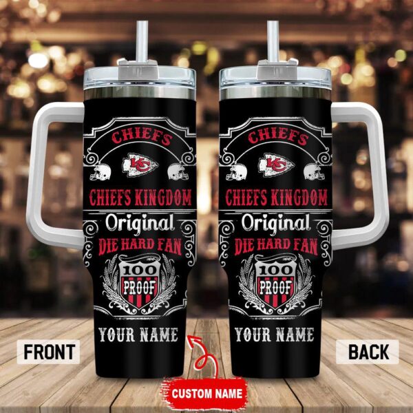 Custom Name Kansas City Chiefs NFL Original Diehard Fan Stainless Steel Tumbler 40Oz With Handle