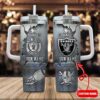 Custom Name Las Vegas Raiders NFL Metal Style Stainless Steel Tumbler 40Oz