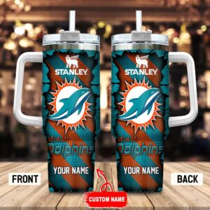 Custom Name Miami Dolphins Stainless Steel Tumbler 40Oz For Fans