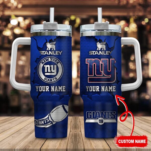 Custom Name New York Giants NFL Metal Style Stainless Steel Tumbler 40Oz