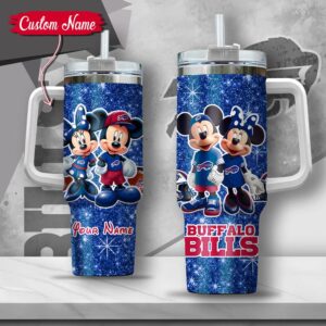 Custom Name NFL Buffalo Bills Mickey Minnie Couple Tumbler 40Oz With Handle