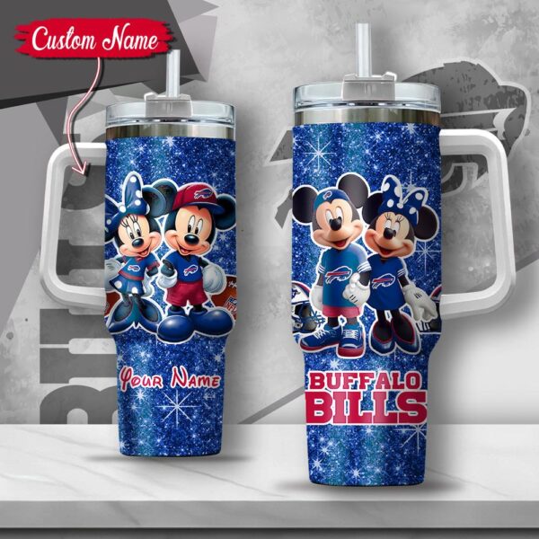 Custom Name NFL Buffalo Bills Mickey Minnie Couple Tumbler 40Oz With Handle