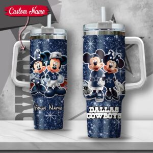 Custom Name NFL Dallas Cowboys Mickey Minnie Couple Tumbler 40Oz With Handle