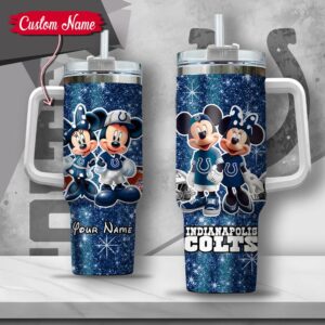 Custom Name NFL Indianapolis Colts Mickey Minnie Couple Tumbler 40Oz With Handle