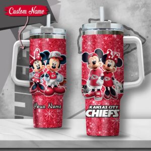 Custom Name NFL Kansas City Chiefs Mickey Minnie Couple Tumbler 40Oz With Handle
