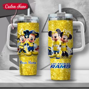 Custom Name NFL Los Angeles Rams Mickey Minnie Couple Tumbler 40Oz With Handle