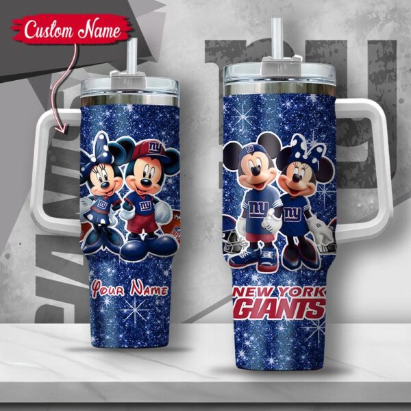 Custom Name NFL New York Giants Mickey Minnie Couple Tumbler 40Oz With Handle