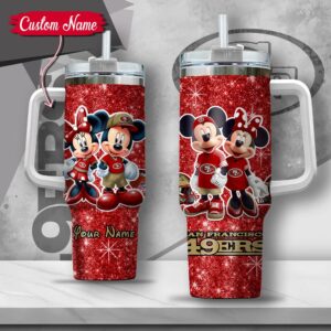 Custom Name NFL San Francisco 49ers Mickey Minnie Couple Tumbler 40Oz With Handle