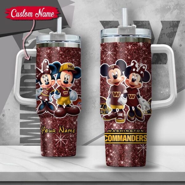 Custom Name NFL Washington Commanders Mickey Minnie Couple Tumbler 40Oz With Handle