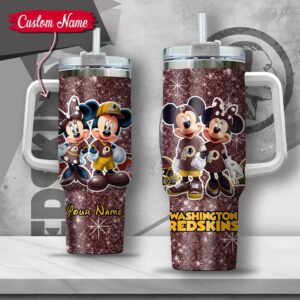 Custom Name NFL Washington Redskins Mickey Minnie Couple Tumbler 40Oz With Handle