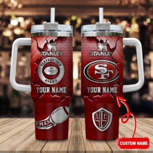 Custom Name San Francisco 49Ers NFL Metal Style Stainless Steel Tumbler 40Oz