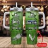 Custom Name Seattle Seahawks NFL Metal Style Stainless Steel Tumbler 40Oz