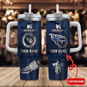 Custom Name Tennessee Titans NFL Metal Style Stainless Steel Tumbler 40Oz