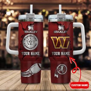 Custom Name Washington Commanders NFL Metal Style Stainless Steel Tumbler 40Oz