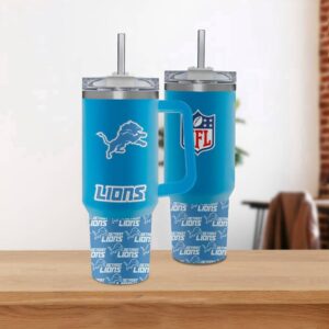 Detroit Lions Team Logo Tumbler 40OZ With Handle For Fans