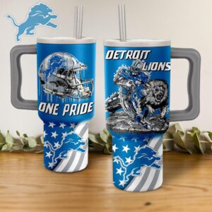 Detroit Lions Tumbler 40OZ With Handle For Fans