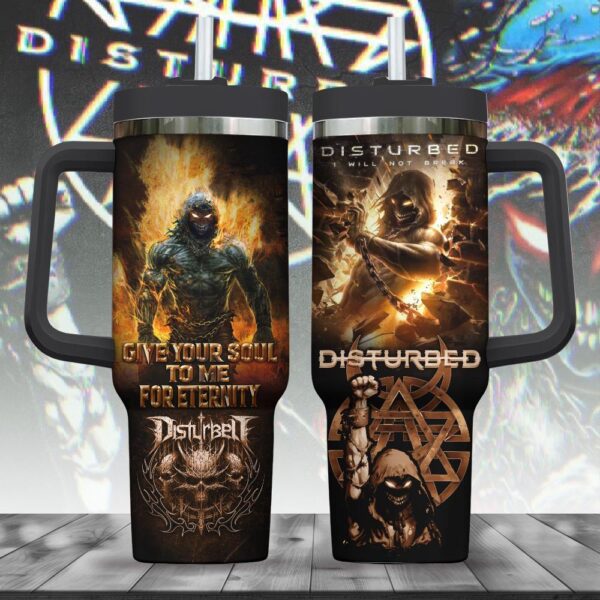 Disturbed Music Tumbler 40Oz Handle For Fans