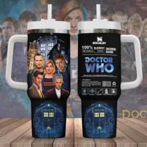 Doctor Who TV Pattern Tumbler 40Oz Handle For Fans